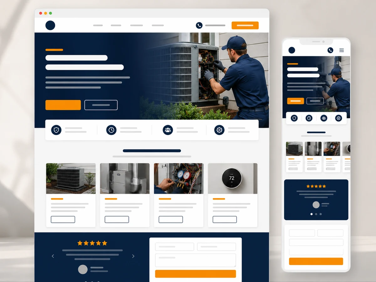 Faircrest Studios HVAC website concept shown on desktop and mobile screens